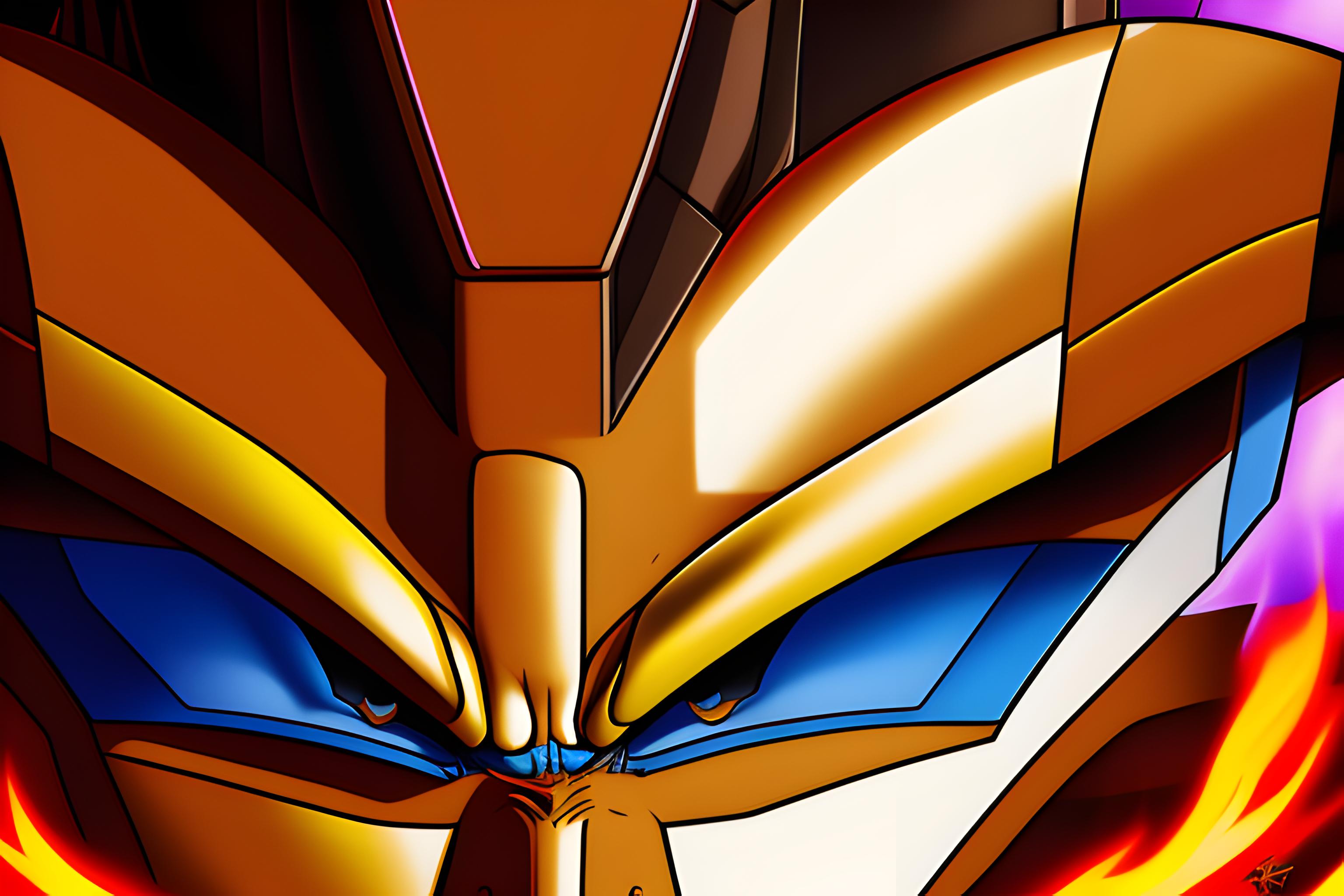 Logo autobot au milieu, vegeta DBZ profil droit, Loup-garou profil gauche, phénix en flammes s'élevant au-dessus.